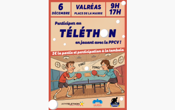 🏓 Téléthon 2025 : participation du Ping Pong Club de Vlaréas 🏓